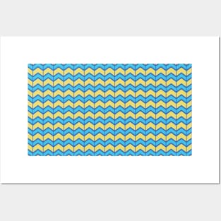 Chevron Zigzag Geometric Pattern Yellow Blue Posters and Art